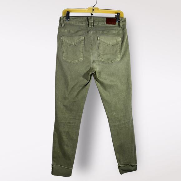 Unpublished Anthropologie Green Midrise Denim Straight‎ Leg Jeans Cuffed Hem 28 - Picture 7 of 11